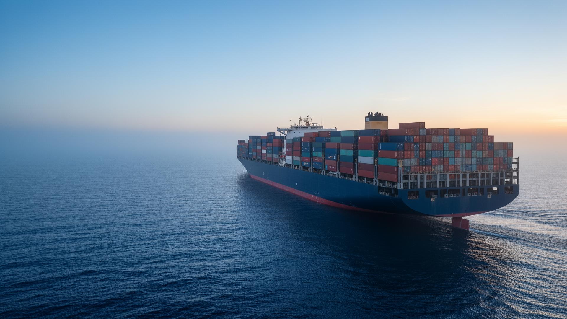 Barco de contenedores en el mar