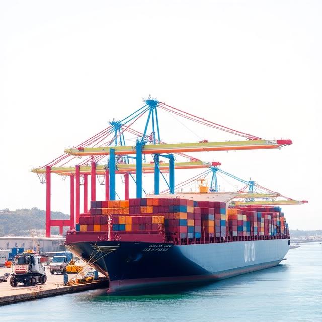 Puerto de Manzanillo con grúas y contenedores